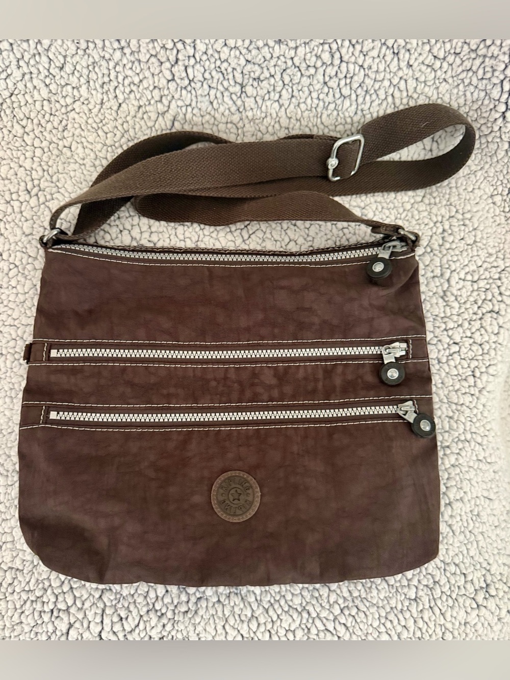 Kipling Alvar Brown/Grey Muli-Zip Crossbody Bag